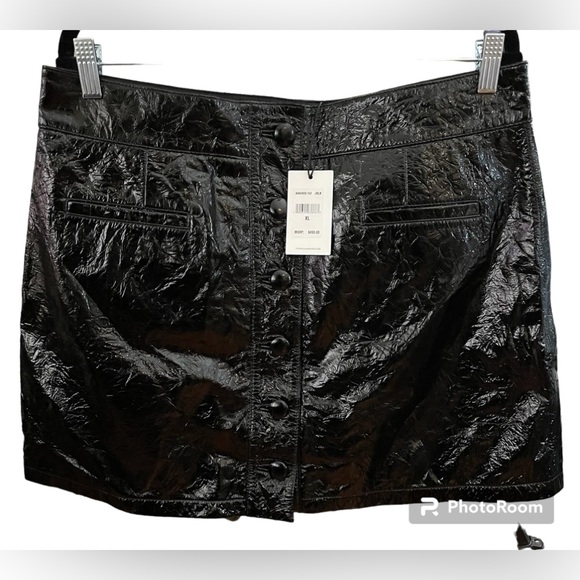 NWT 7 For All Mankind Leather Mini Button Down Skirt Front Pockets Size M - Picture 7 of 16